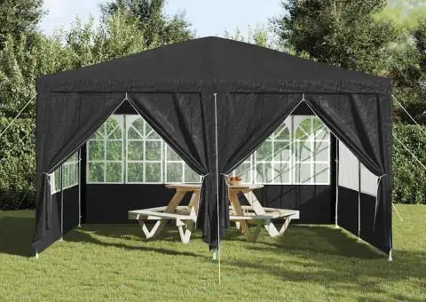 Cort de petrecere cu 8 panouri laterale, Antracit 4x4 m PE - 4/5