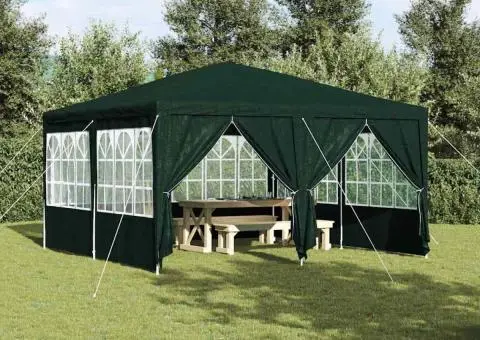 Cort de petrecere cu 8 pereți verzi 4x4 m PE - 1/5