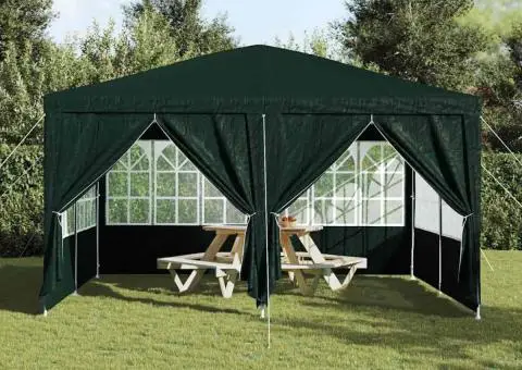 Cort de petrecere cu 8 pereți verzi 4x4 m PE - 4/5