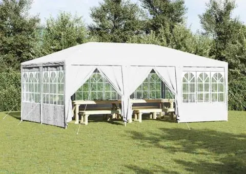 Cort de petrecere alb cu 10 pereți laterali, 6x4 m PE - 1/5