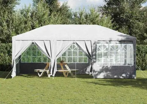 Cort de petrecere alb cu 10 pereți laterali, 6x4 m PE - 4/5