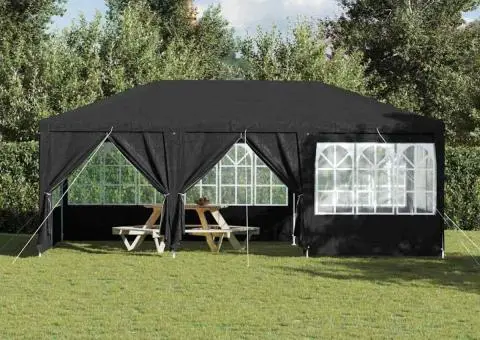 Cort de Petrecere cu 10 Perete Antracit 6x4 m PE - 4/5