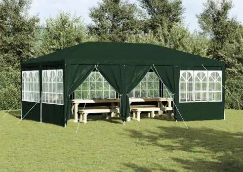 Cort de petrecere cu 10 pereți verzi, 6x4 m, PE - 1/5