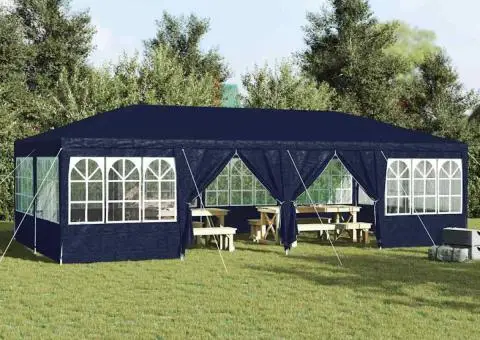 Cort de Petrecere cu 12 Panouri Albastre 8x4 m PE - 1/5