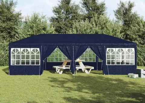 Cort de Petrecere cu 12 Panouri Albastre 8x4 m PE - 4/5