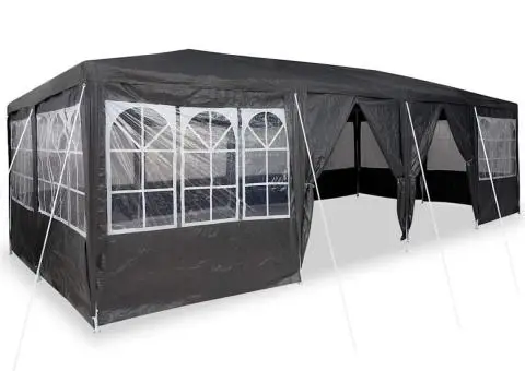 Cort de petrecere cu 12 perdele antracit 8x4 m PE - 3/5