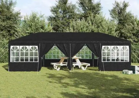 Cort de petrecere cu 12 perdele antracit 8x4 m PE - 4/5