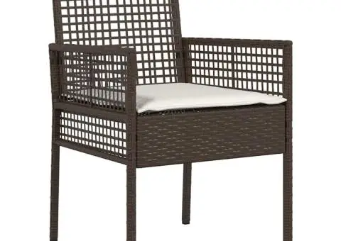 Scaune de grădină, 2 buc., cu perne maro, poliratan - 4/5