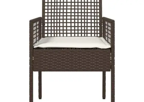 Scaune de grădină, 2 buc., cu perne maro, poliratan - 5/5