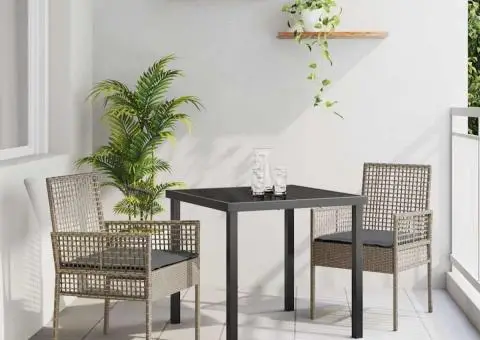 Scaune de grădină, 2 buc., cu perne gri, poliratan - 1/5