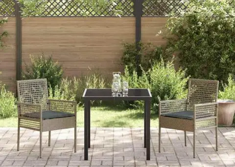 Scaune de grădină, 2 buc., cu perne gri, poliratan - 3/5