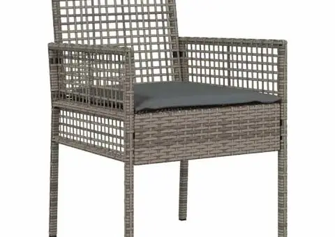 Scaune de grădină, 2 buc., cu perne gri, poliratan - 4/5