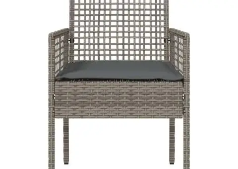 Scaune de grădină, 2 buc., cu perne gri, poliratan - 5/5