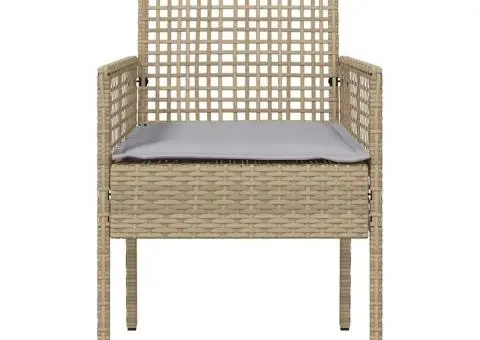 Scaune de grădină, 2 buc., cu perne bej, poliratan - 5/5