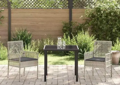 Scaune de grădină, 2 buc., cu perne gri deschis, poliratan - 3/5