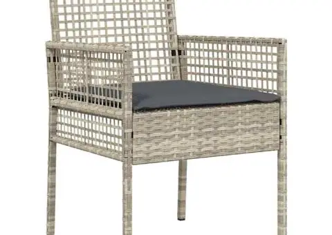 Scaune de grădină, 2 buc., cu perne gri deschis, poliratan - 4/5