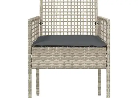 Scaune de grădină, 2 buc., cu perne gri deschis, poliratan - 5/5