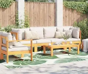 vidaXL Pătură de exterior ARAKIL Verde și alb Poliester Mare Model
