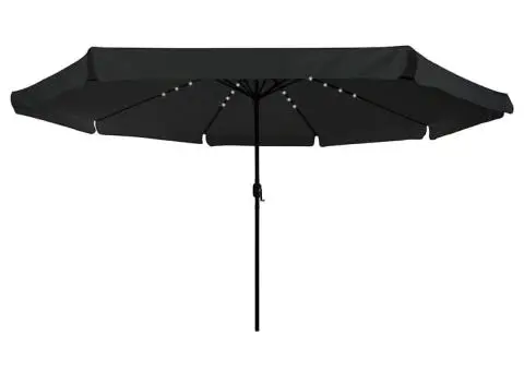 Umbrelă de grădină cu lumini LED, ø395x245 cm, Negru. - 3/5