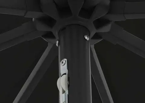 Umbrelă de grădină cu lumini LED, ø395x245 cm, Negru. - 5/5