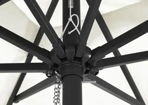 Umbra de grădină pătrată cu LED-uri, 295 x 245 cm, bej alb - 5/5