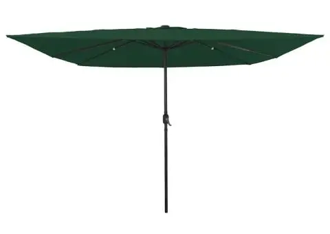 Umbrelă pătrată pentru grădină cu lumini LED 295x245 cm, Verde - 1/5