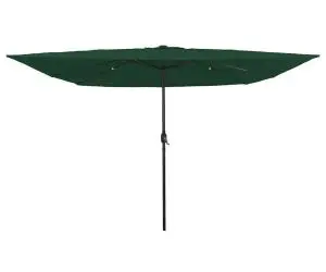 vidaXL Umbrelă pătrată pentru grădină cu lumini LED 295x245 cm, Verde