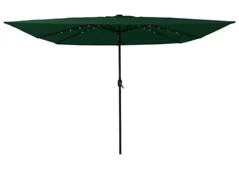 Umbrelă pătrată pentru grădină cu lumini LED 295x245 cm, Verde - 3/5