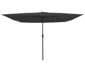 vidaXL Umbrela de Patio cu LED-uri 295x245 cm gri închis
