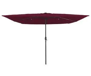 vidaXL Umbrelă de Grădină Pătrată cu LED-uri 295x245 cm Roșu Bordeaux