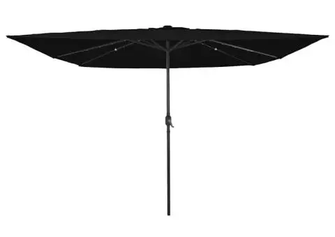 Umbra de grădină pătrată cu lumini LED, 295x245 cm, Negru - 1/5