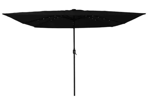 Umbra de grădină pătrată cu lumini LED, 295x245 cm, Negru - 3/5