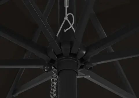 Umbra de grădină pătrată cu lumini LED, 295x245 cm, Negru - 5/5