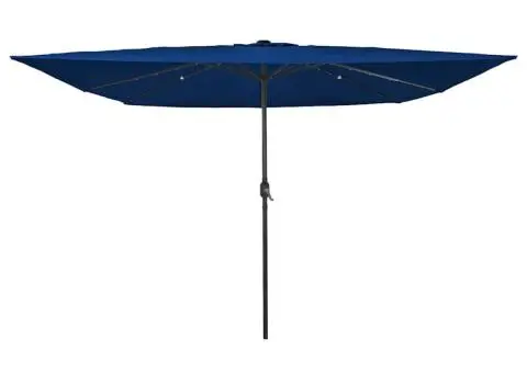 Umbrelă pătrată pentru grădină cu lumini LED, 295 x 245 cm, albastru deschis. - 1/5