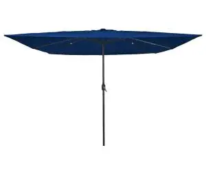 vidaXL Umbrelă pătrată pentru grădină cu lumini LED, 295 x 245 cm, albastru deschis.