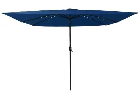 Umbrelă pătrată pentru grădină cu lumini LED, 295 x 245 cm, albastru deschis. - 3/5