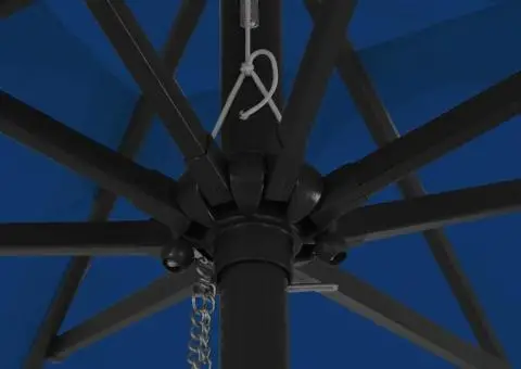 Umbrelă pătrată pentru grădină cu lumini LED, 295 x 245 cm, albastru deschis. - 5/5