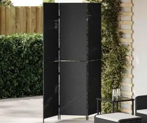vidaXL Separator cameră 3 panouri, pliabil, negru 146x180 cm poliratan