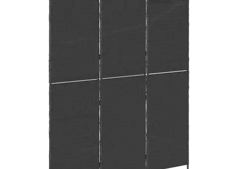 Separator cameră 3 panouri, pliabil, negru 146x180 cm poliratan - 4/5