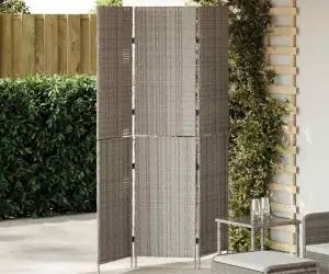 vidaXL Separator de cameră 3 Panouri Pliabil Gri 147x180 cm Ratan