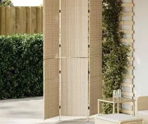 vidaXL Separator de camere cu 3 panouri pliabile bej 147x180 cm din ratan sintetic