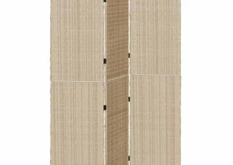 Separator de camere cu 3 panouri pliabile bej 147x180 cm din ratan sintetic - 2/5