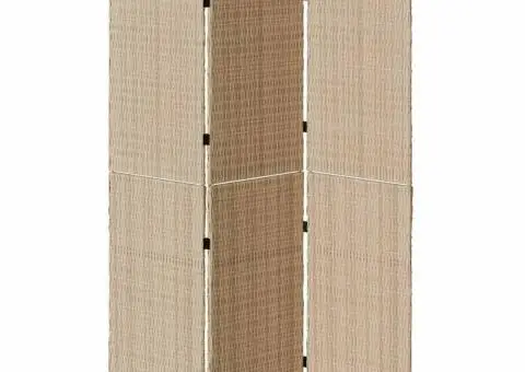 Separator de camere cu 3 panouri pliabile bej 147x180 cm din ratan sintetic - 5/5