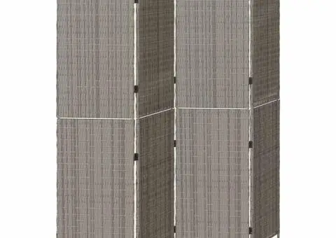 Separator cameră 4 panouri, pliabil, gri 195x180 cm poliratan - 2/5