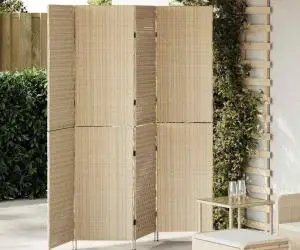 vidaXL Divizor de cameră 4 panouri pliabile bej 196x180 cm din ratan sintetic