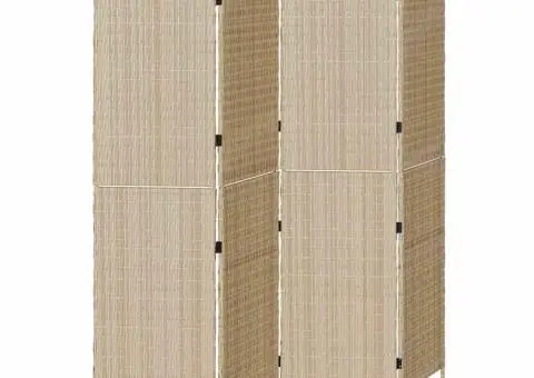 Divizor de cameră 4 panouri pliabile bej 196x180 cm din ratan sintetic - 2/5