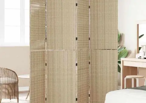 Divizor de cameră 4 panouri pliabile bej 196x180 cm din ratan sintetic - 3/5