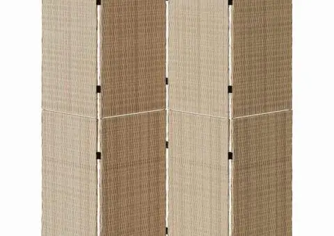 Divizor de cameră 4 panouri pliabile bej 196x180 cm din ratan sintetic - 5/5