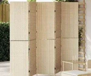vidaXL Divider de cameră 5 panouri pliabile bej 245x180 cm rattan sintetic