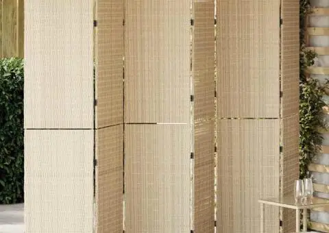 Paravan 6 Panouri Pliabil Bej 294x180 cm Poliratan - 1/5